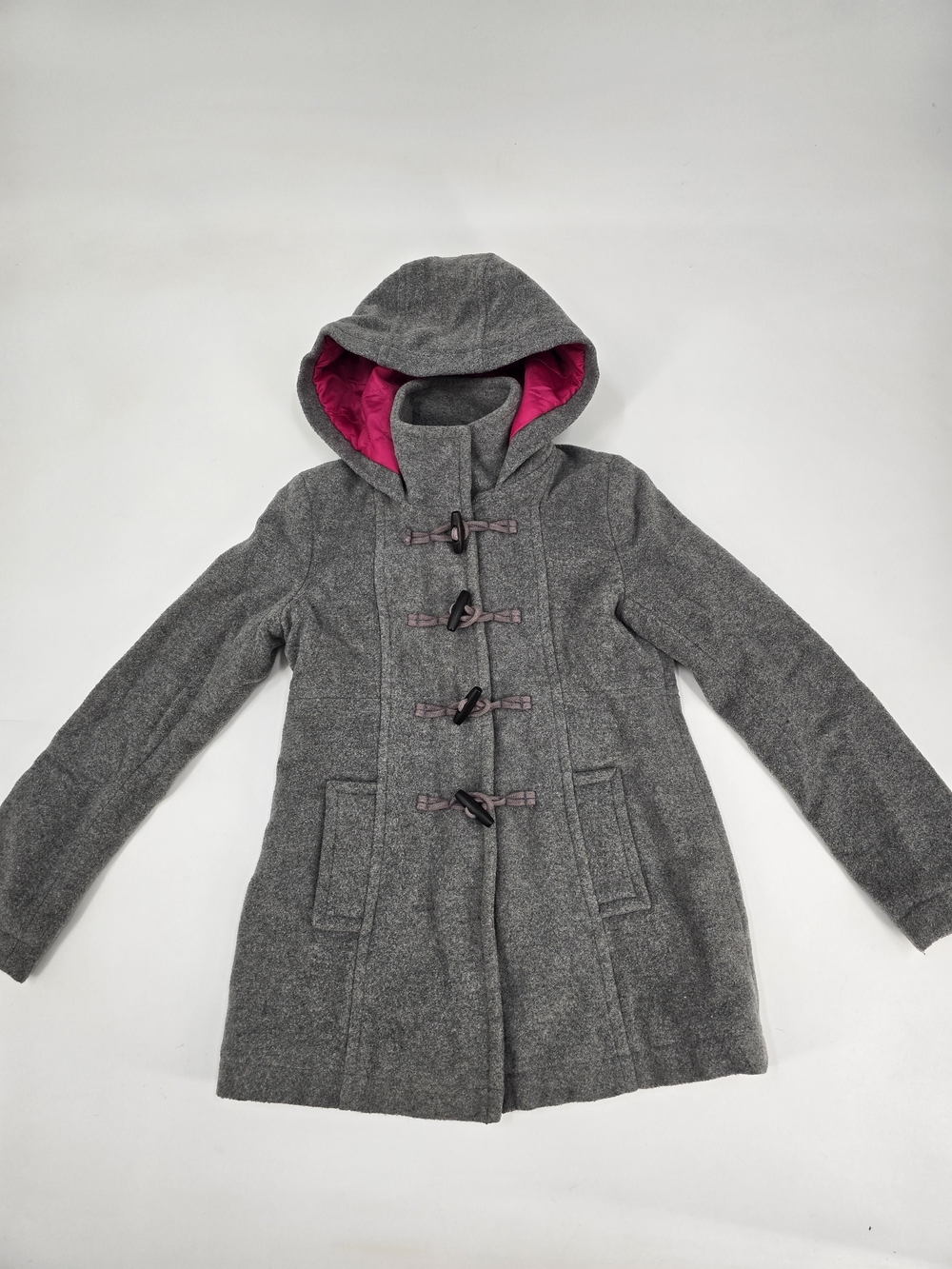 Aeropostale Girls' Gray Wool Blend Pea Coat with Hood Size 8